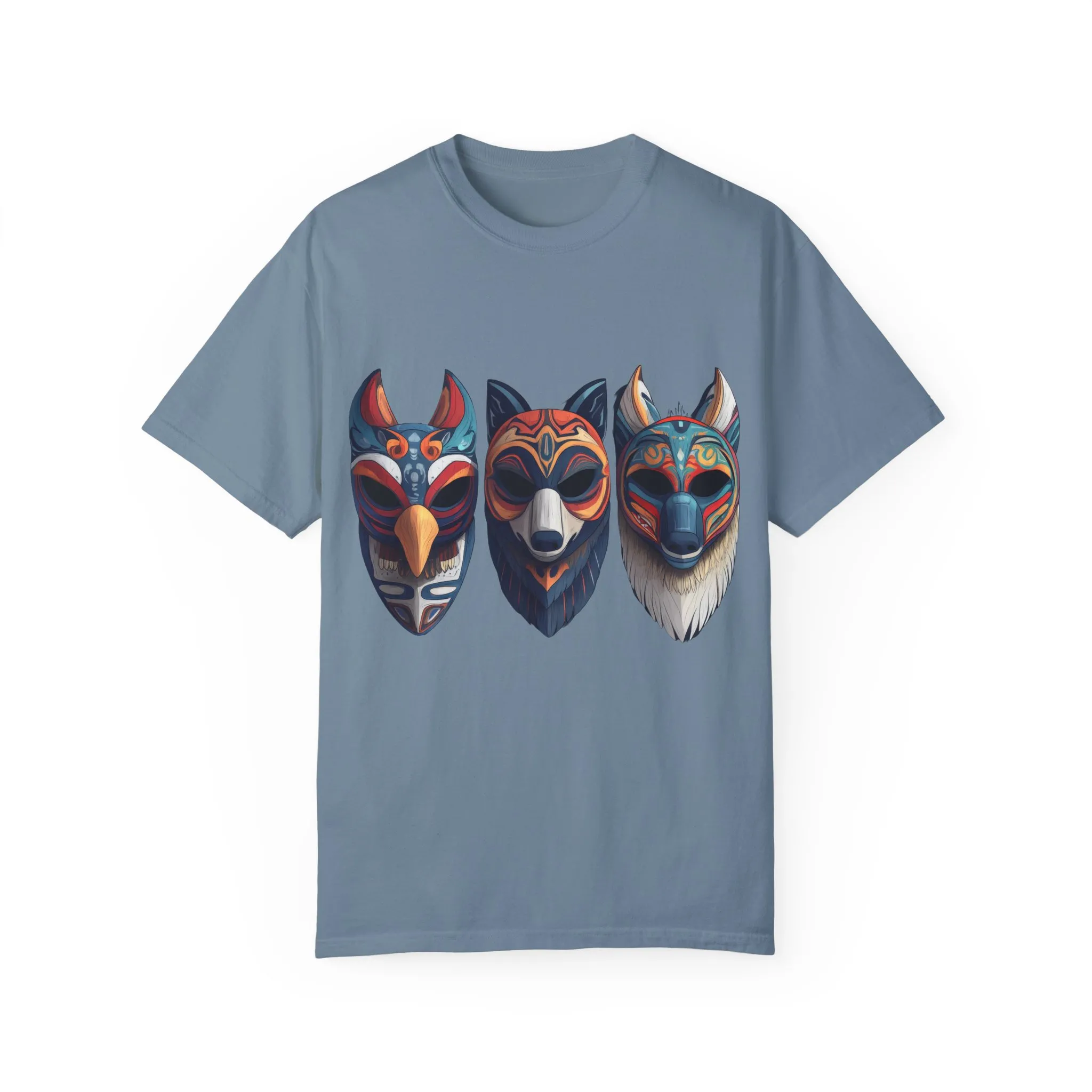 Tribal Mask Unisex Garment-Dyed T-Shirt | Artistic & Colorful Graphic Tee