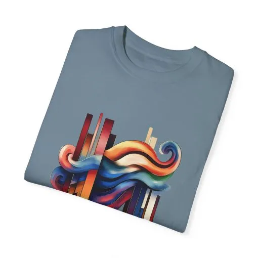 Colorful Abstract Art Unisex Garment-Dyed T-Shirt | Trendy Graphic Tee for Art Lovers - Image 14