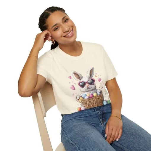 Cute Bunny Easter T-Shirt - Unisex Softstyle Tee with Colorful Egg Design - Image 25