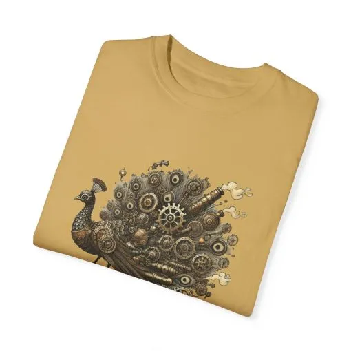 Steampunk Peacock Unisex Garment-Dyed T-Shirt - Image 2
