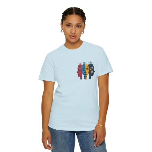 Vibrant Unisex Garment-Dyed T-Shirt with African Masks Design - Image 27