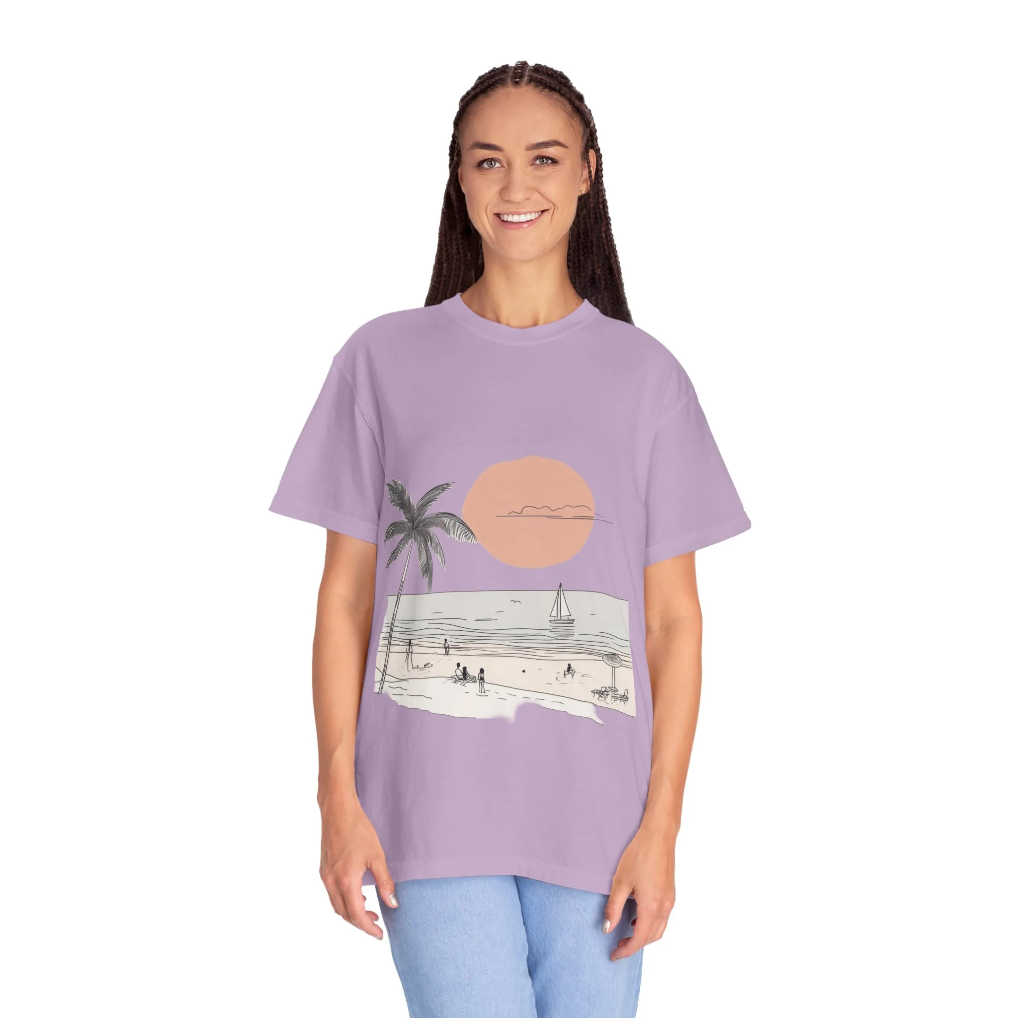 Sunset Beach Vibe Unisex Garment-Dyed T-Shirt - Image 23