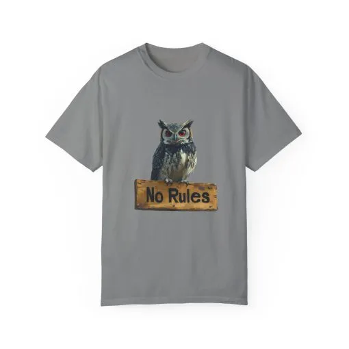 Funny Owl T-Shirt - "No Rules" Unisex Garment-Dyed Tee for Animal Lovers - Image 21