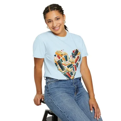 Book Lover's Heart Unisex Garment-Dyed T-Shirt - Image 24