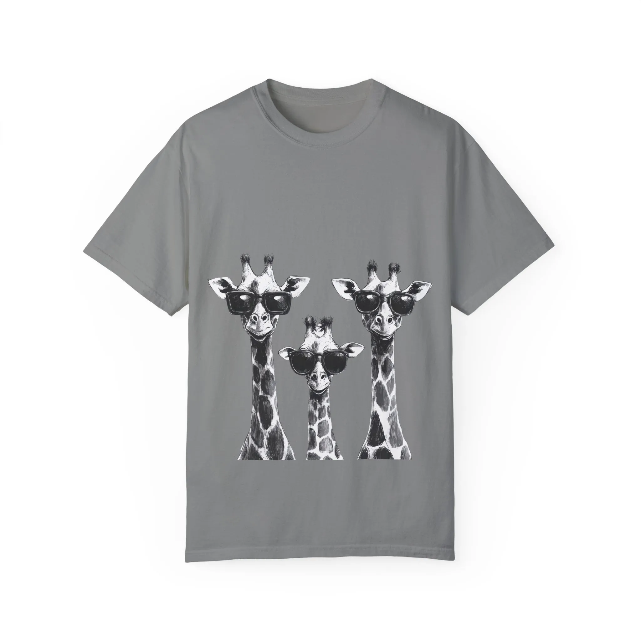 Cool Giraffe Sunglasses Unisex Garment-Dyed T-shirt - Image 25
