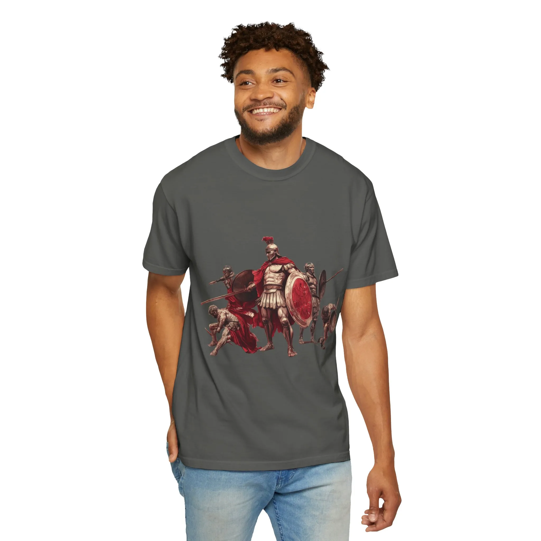 Warrior Spirit Unisex Garment-Dyed T-Shirt - Bold Roman Gladiator Design - Image 8