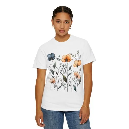 Floral Garden Unisex Garment-Dyed T-Shirt - Eco-Friendly Spring Wear