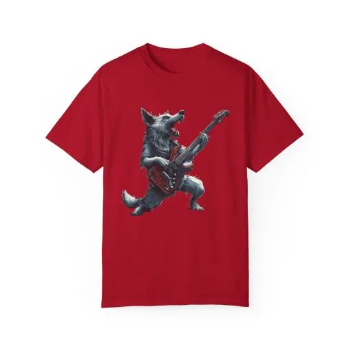 Rocking Wolf Unisex Garment-Dyed T-Shirt - Music Lover's Tee - Image 29