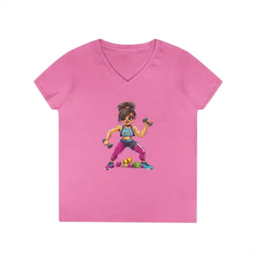 Empowered Fitness Ladies' V-Neck T-Shirt - Motivational Workout Tee - Image 15