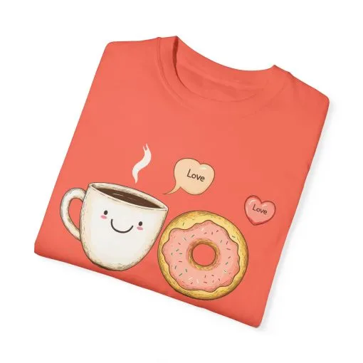 Coffee and Donuts Love Unisex T-Shirt | Cute Foodie Gift | Perfect for Valentine's Day & Everyday Wear - Image 10