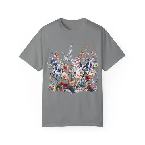 Floral Garden Unisex Garment-Dyed T-Shirt - Nature-Inspired Design - Image 17