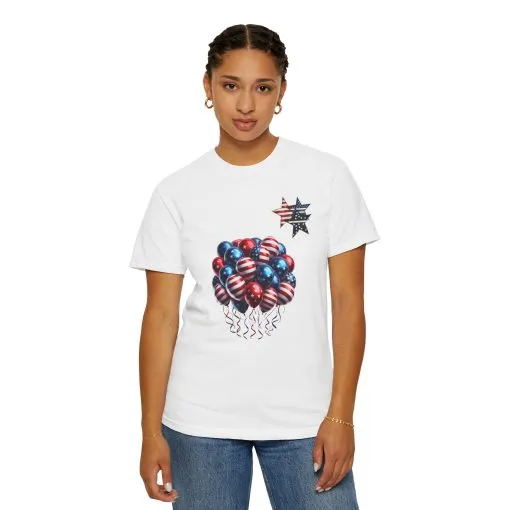 Patriotic Balloon T-Shirt | Unisex Garment-Dyed Tee for Independence Day Celebrations - Image 4