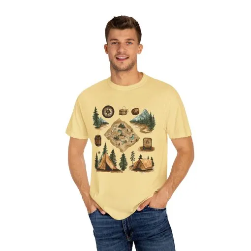 Adventure Awaits Unisex Garment-Dyed T-Shirt – Perfect for Nature Lovers and Camping Enthusiasts - Image 3