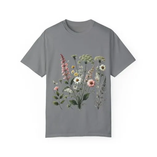 Botanical Print Unisex Garment-Dyed T-Shirt | Eco-Friendly Floral Tee for Nature Lovers - Image 13