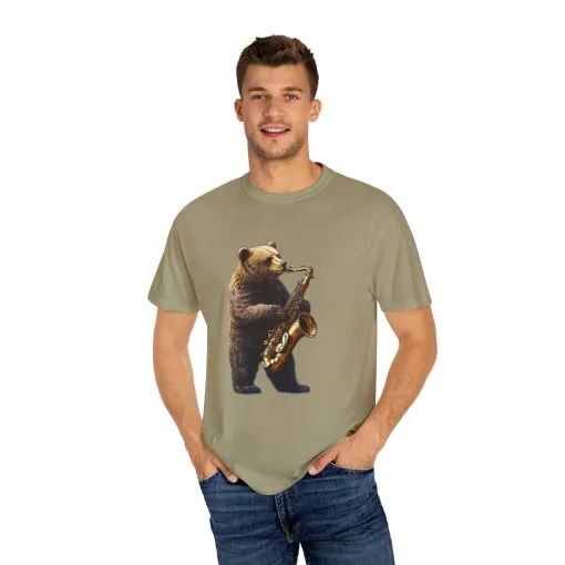 Jazz Bear Unisex Garment-Dyed T-Shirt - Image 3