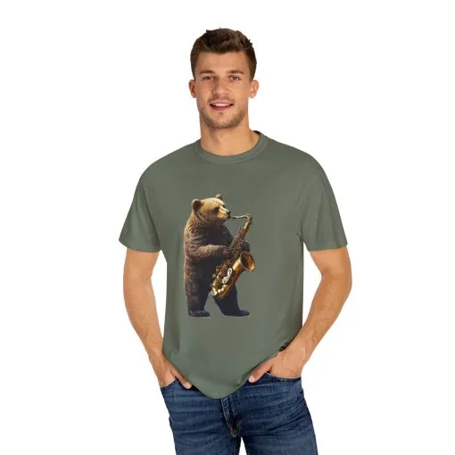 Jazz Bear Unisex Garment-Dyed T-Shirt - Image 23