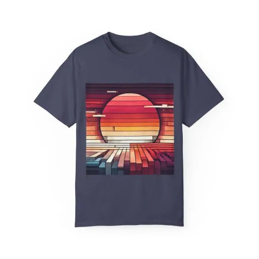 Retro Sunset Piano Unisex Garment-Dyed T-Shirt - Image 25