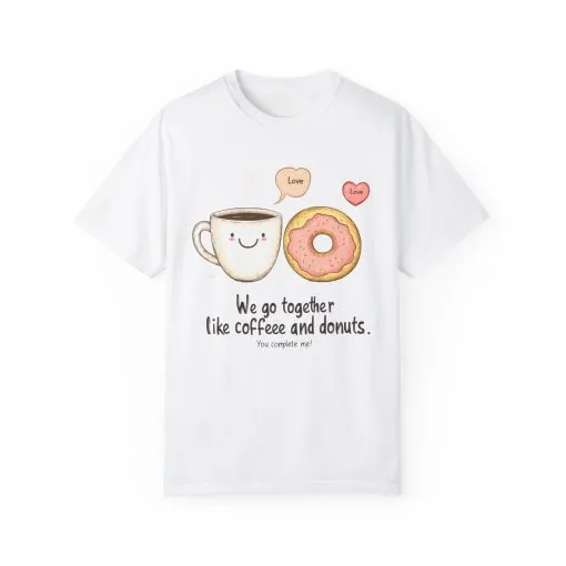 Coffee and Donuts Love Unisex T-Shirt | Cute Foodie Gift | Perfect for Valentine's Day & Everyday Wear - Image 5