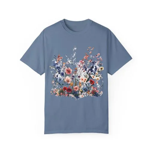 Floral Garden Unisex Garment-Dyed T-Shirt - Nature-Inspired Design - Image 13