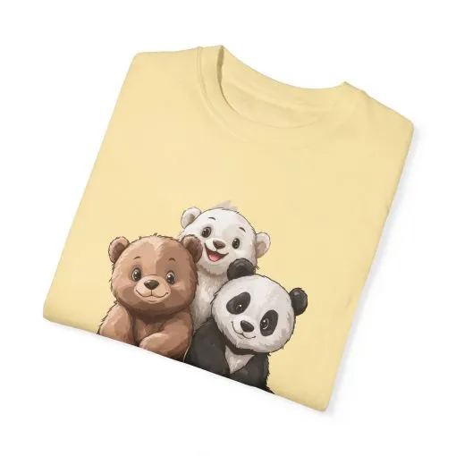 Adorable Bear and Panda Friends Unisex Garment-Dyed T-Shirt - Image 14