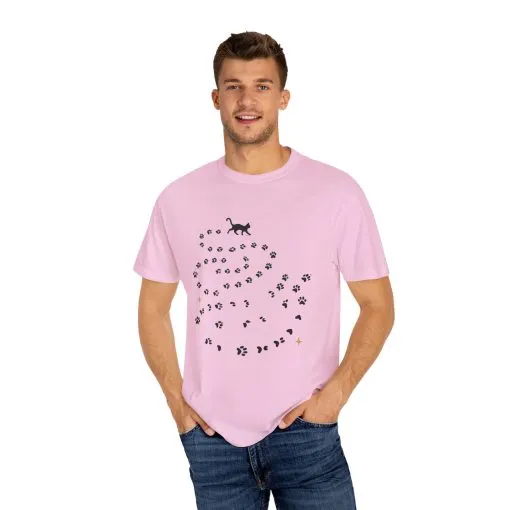 Whimsical Cat and Paw Print T-Shirt for Animal Lovers - Image 31