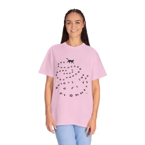 Whimsical Cat and Paw Print T-Shirt for Animal Lovers - Image 32