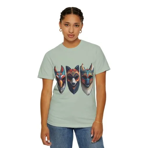 Tribal Mask Unisex Garment-Dyed T-Shirt | Artistic & Colorful Graphic Tee - Image 16