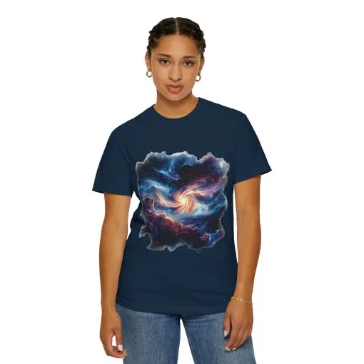 Cosmic Swirl Unisex Garment-Dyed T-Shirt - Perfect for Dreamers and Star Gazers - Image 4