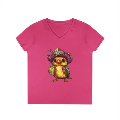 Fun Party Owl V-Neck T-Shirt for Ladies - Image 13