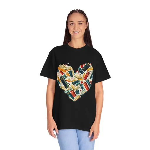 Book Lover's Heart Unisex Garment-Dyed T-Shirt - Image 31