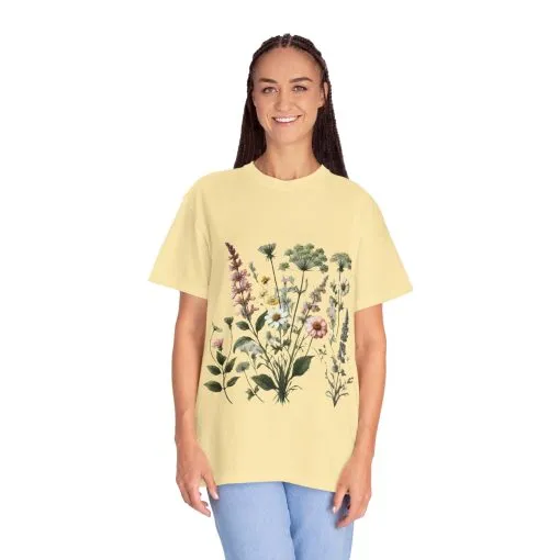 Botanical Print Unisex Garment-Dyed T-Shirt | Eco-Friendly Floral Tee for Nature Lovers - Image 11