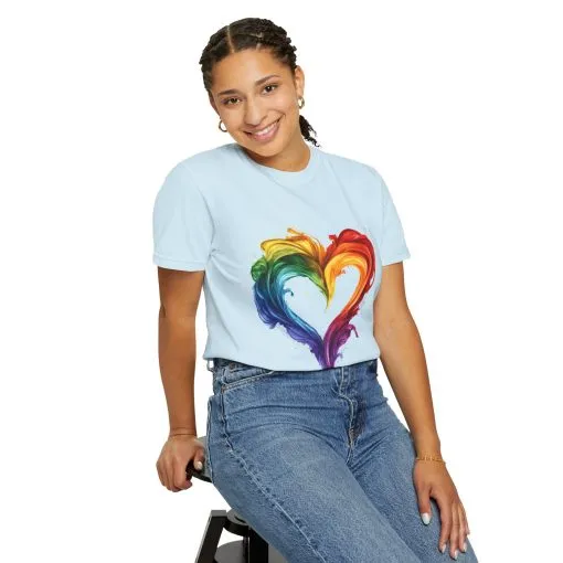 Pride Heart Unisex Garment-Dyed T-shirt - Colorful Rainbow Design for LGBTQ+ Celebration - Image 24