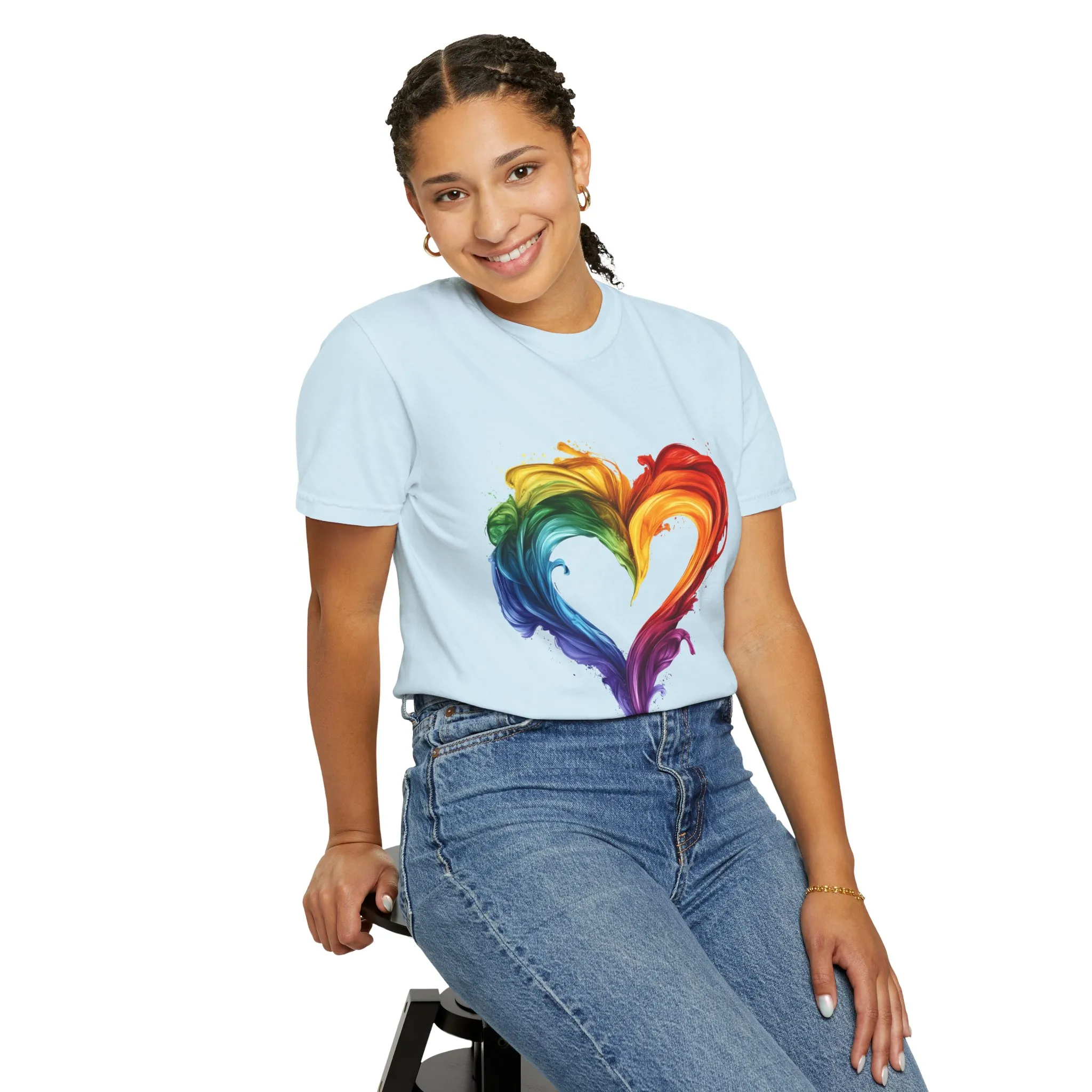 Pride Heart Unisex Garment-Dyed T-shirt - Colorful Rainbow Design for LGBTQ+ Celebration - Image 24