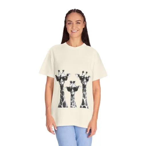 Cool Giraffe Sunglasses Unisex Garment-Dyed T-shirt - Image 8