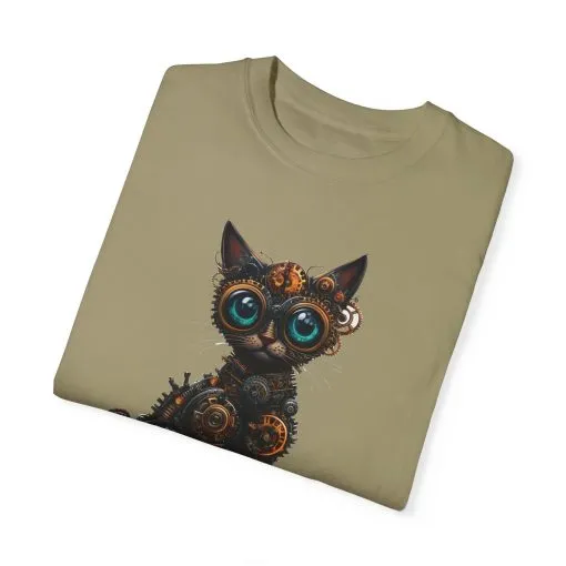 Steampunk Cat Unisex Garment-Dyed T-Shirt - Image 14