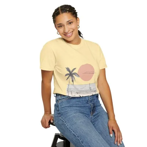 Sunset Beach Vibe Unisex Garment-Dyed T-Shirt - Image 12