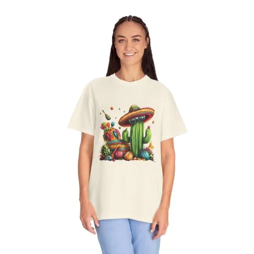 Vibrant Cactus Fiesta T-Shirt - Unisex Garment-Dyed Tee for Summer Celebrations - Image 4