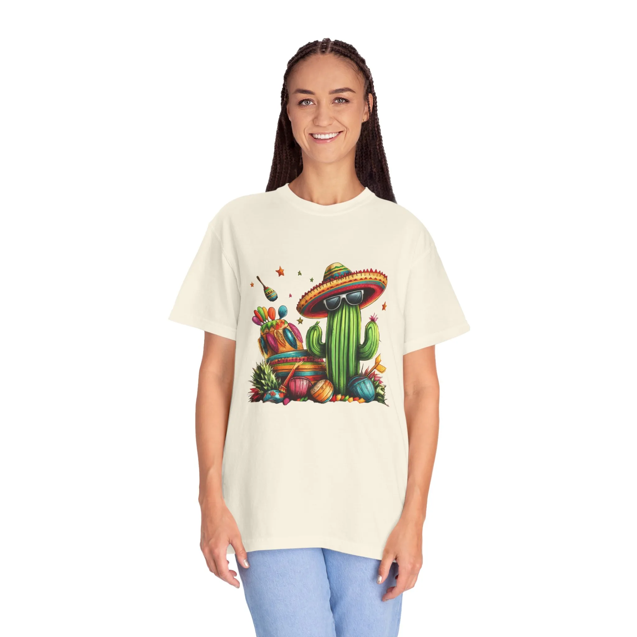 Vibrant Cactus Fiesta T-Shirt - Unisex Garment-Dyed Tee for Summer Celebrations - Image 4