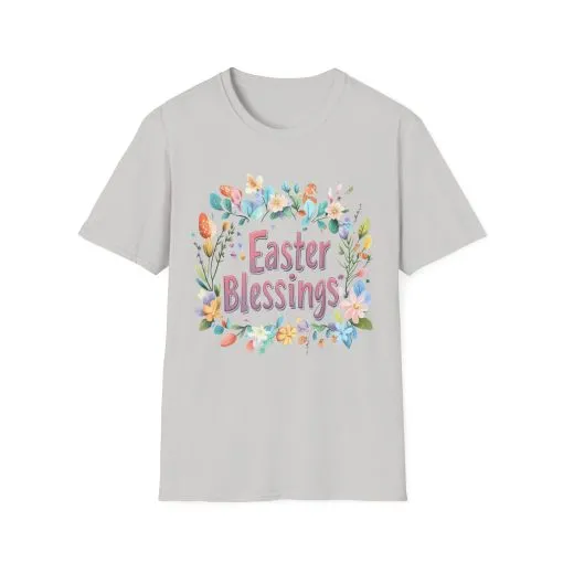 Easter Blessings Unisex Softstyle T-Shirt – Spring Floral Design - Image 6