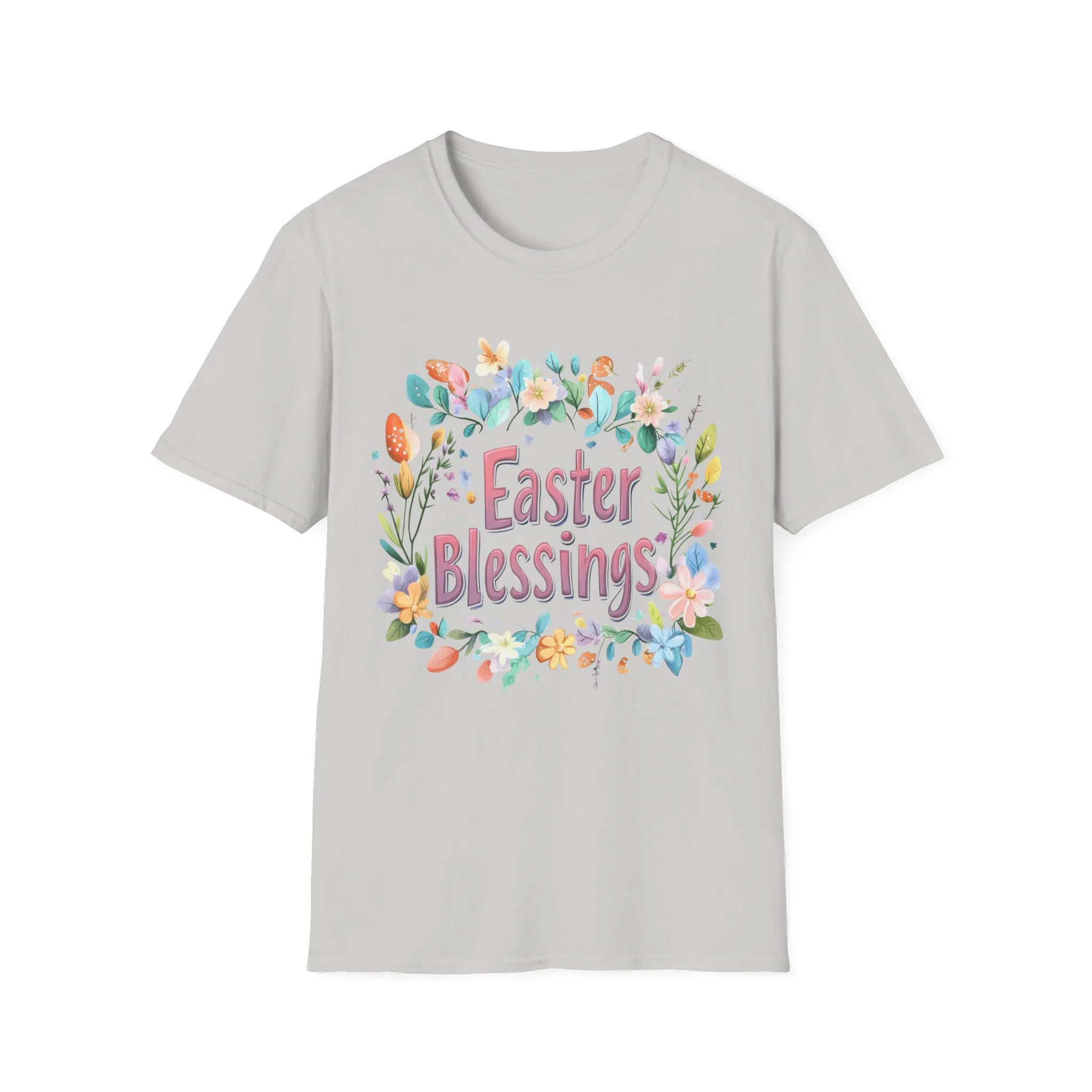 Easter Blessings Unisex Softstyle T-Shirt – Spring Floral Design - Image 6