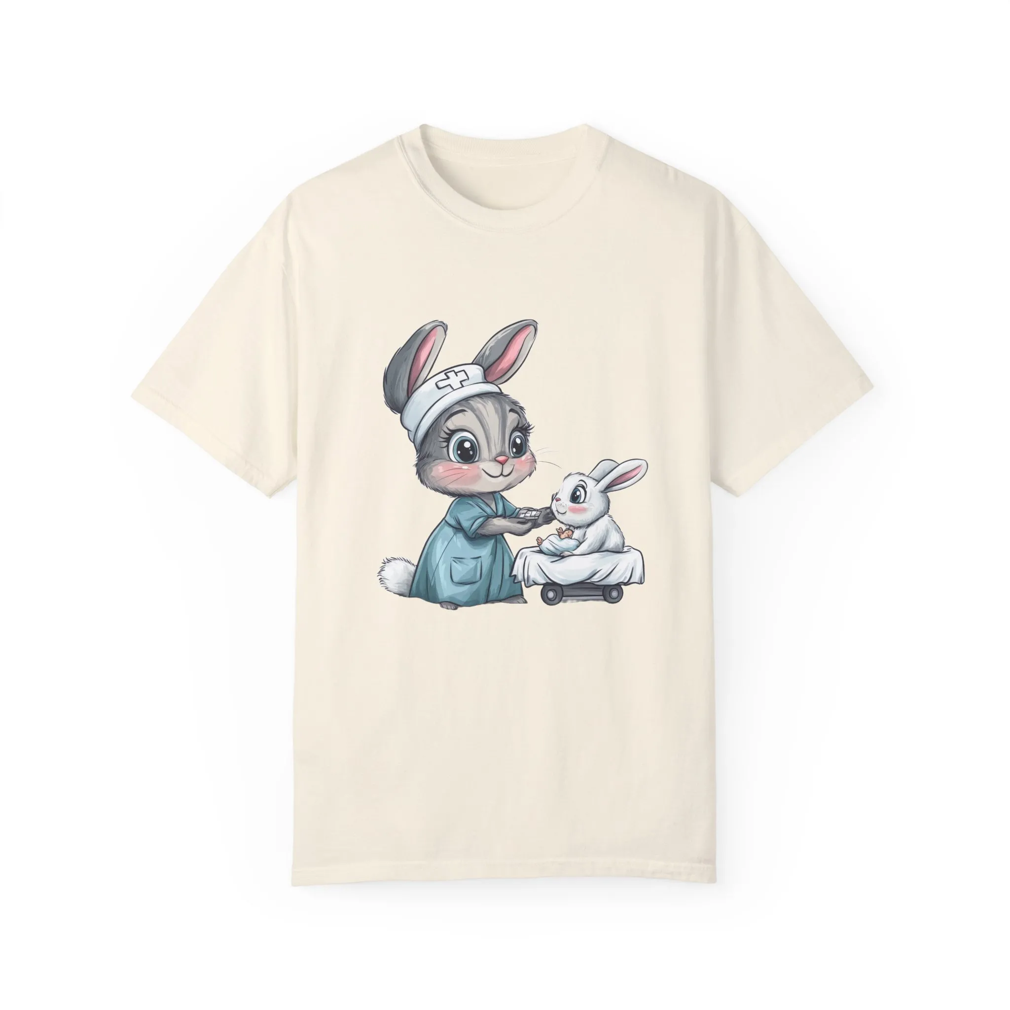Cute Nurse Bunny Unisex Garment-Dyed T-Shirt - Image 6