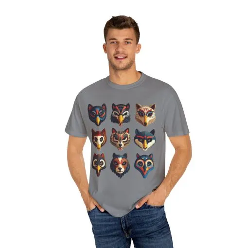 Wild Animal Masks Unisex Garment-Dyed T-Shirt - Image 3