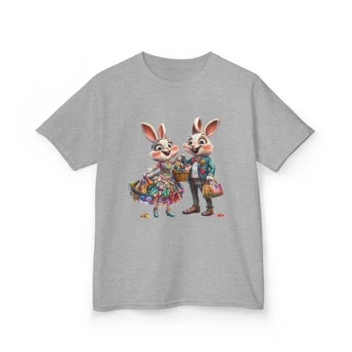 Adorable Bunny Couple Kids Tee - Perfect for Easter Celebrations - Image 11