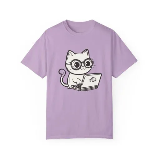 Cute Cat Gamer Unisex Garment-Dyed T-Shirt - Image 33
