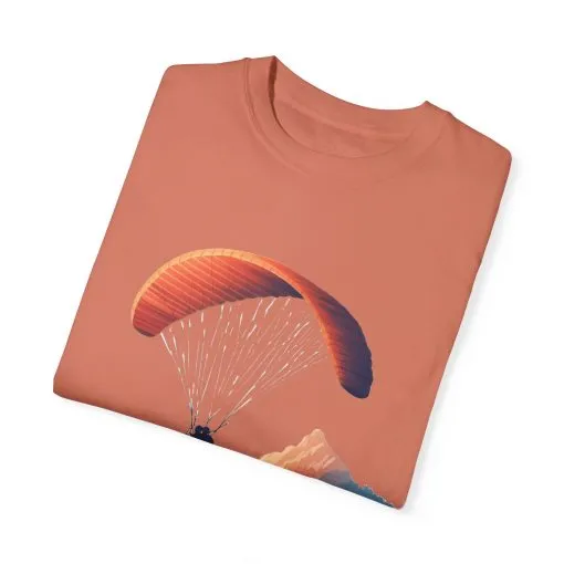 Adventure Awaits Unisex Garment-Dyed T-shirt - Paragliding and Mountain Design - Image 10