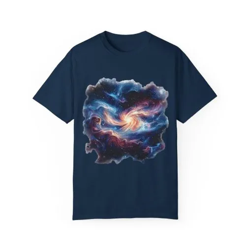 Cosmic Swirl Unisex Garment-Dyed T-Shirt - Perfect for Dreamers and Star Gazers