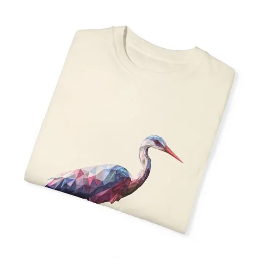 Geo Crane Unisex Garment-Dyed T-Shirt – Stylish Bird Graphic Tee for Nature Lovers - Image 7