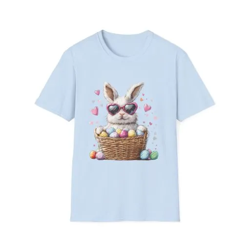 Cute Bunny Easter T-Shirt - Unisex Softstyle Tee with Colorful Egg Design - Image 41