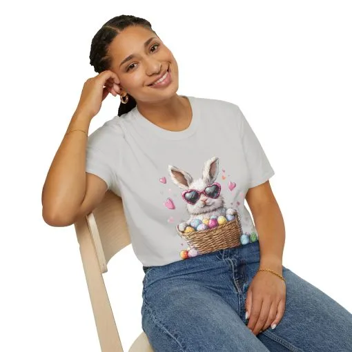 Cute Bunny Easter T-Shirt - Unisex Softstyle Tee with Colorful Egg Design - Image 15