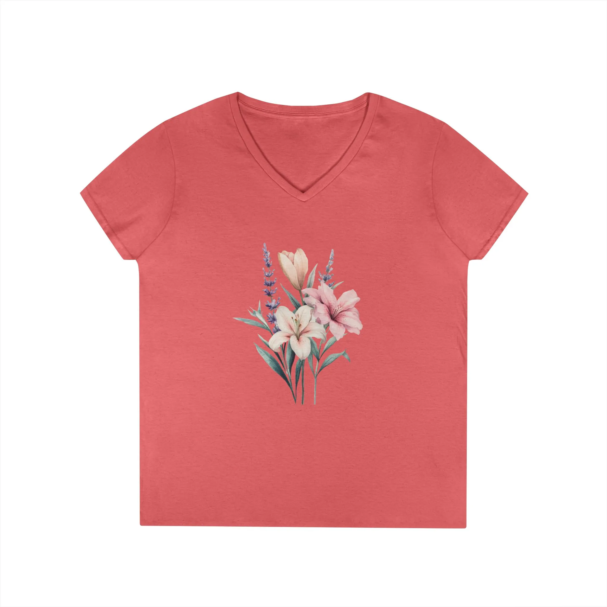 Floral Ladies' V-Neck T-Shirt | Comfortable & Stylish for Spring - Image 3